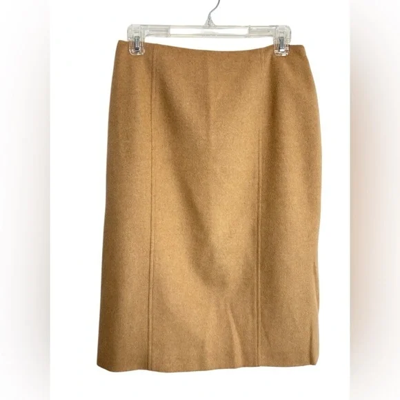 Talbots Pencil Skirt Women's Sz 8 Petite Tan Camel Hair Fitted Classic Secretary - Picture 2 of 12